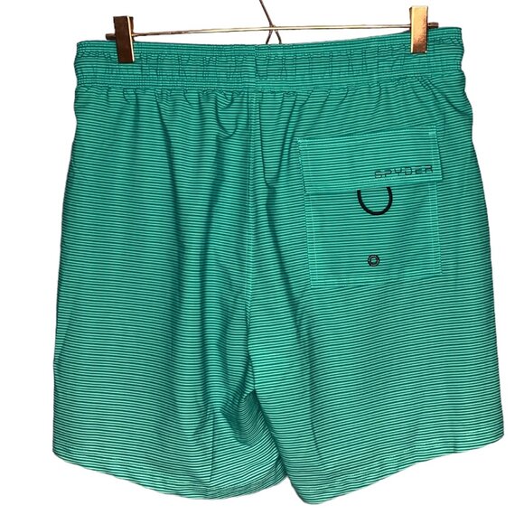 New Spyder Men's M L Green Striped Hybrid UV Protection Stretch Surf‎ Swim Trunk - Picture 2 of 3